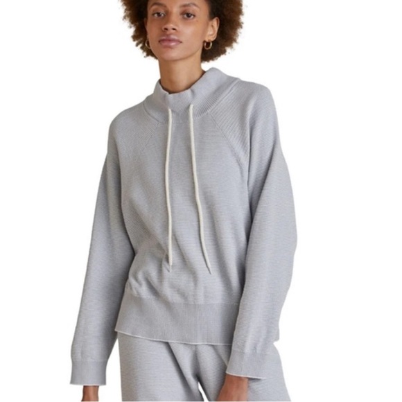 Varley grey white knit textured maceo 2.0 pullover sweatshirt - Picture 1 of 8